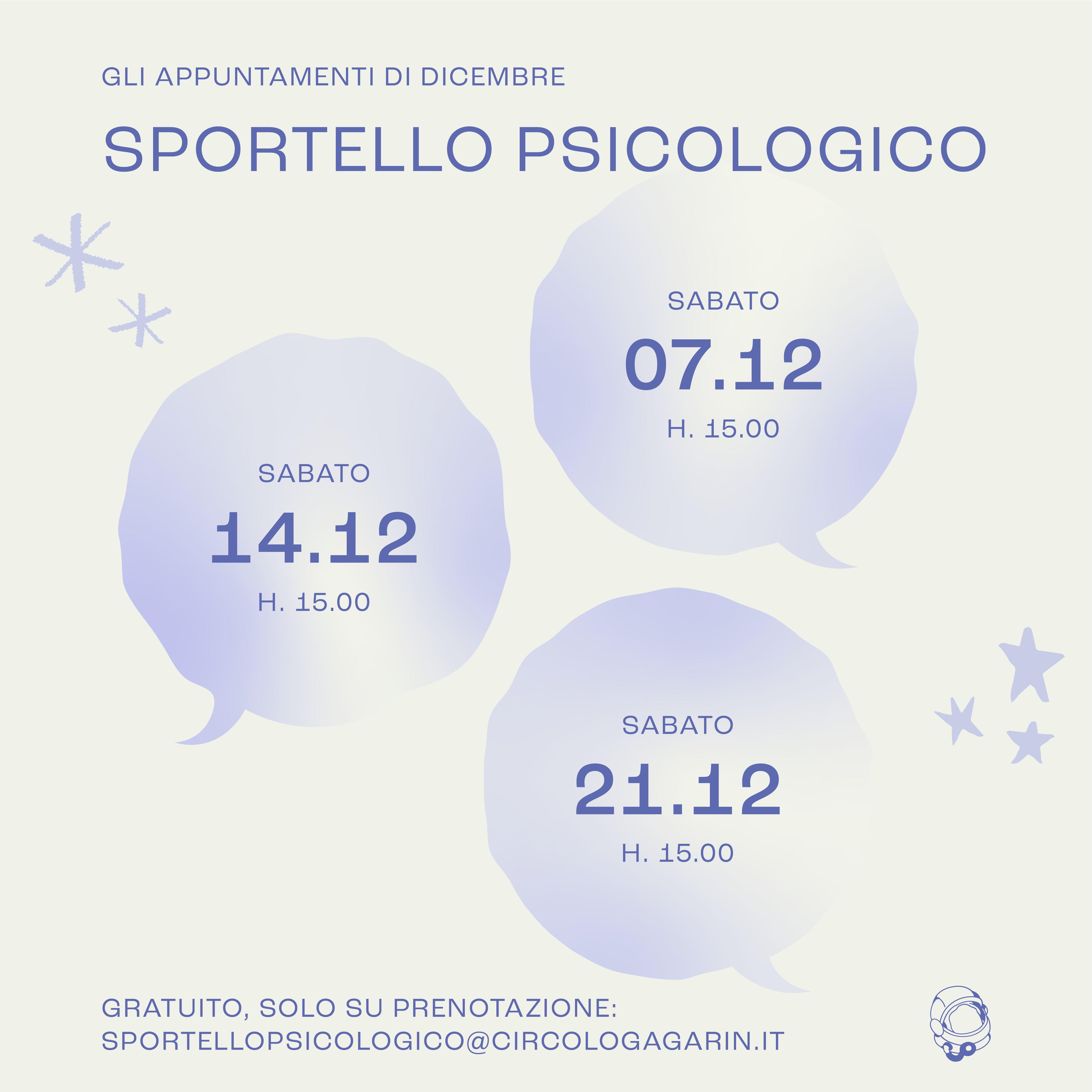 Sportello Psicologico: le date di dicembre